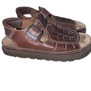 American Eagle Sandals Mens 9 Platform Fisherman Brown Leather Vintage Y2K 90s